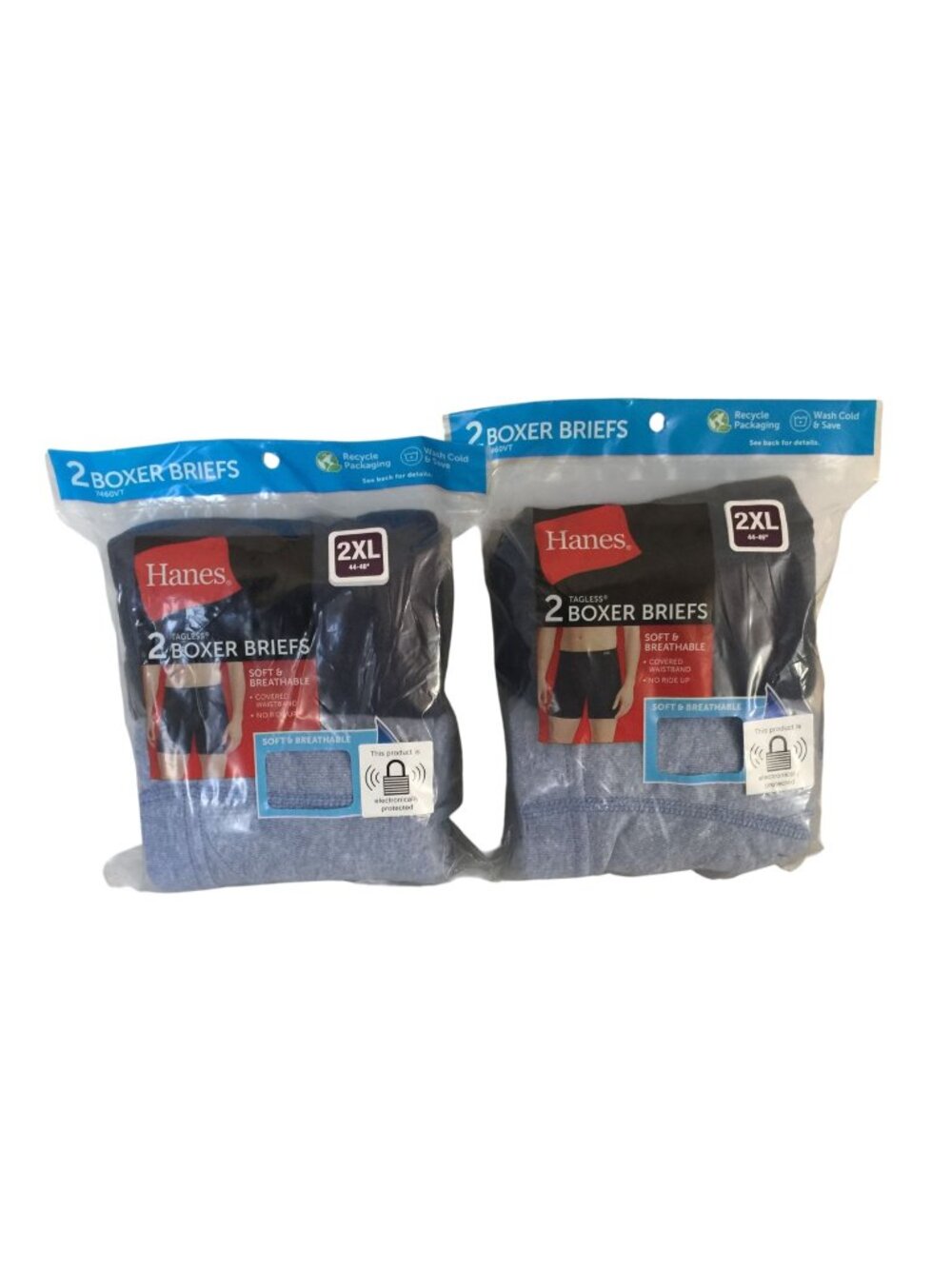 Hanes Men's Tagless 2XL 44-46" Boxer Briefs 2 Pkgs 4 Pair